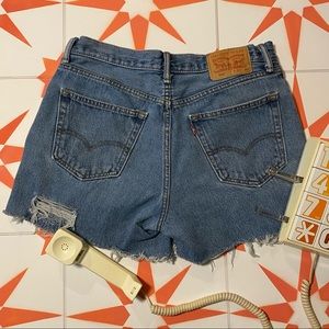 Levi 560 Medium Wash Distressed Denim Cutoffs
